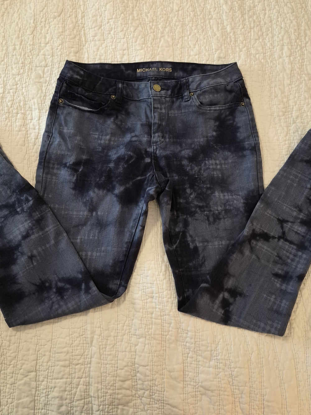 Michael Kors Black and Navy Tie-Dye Skinny Jeans
